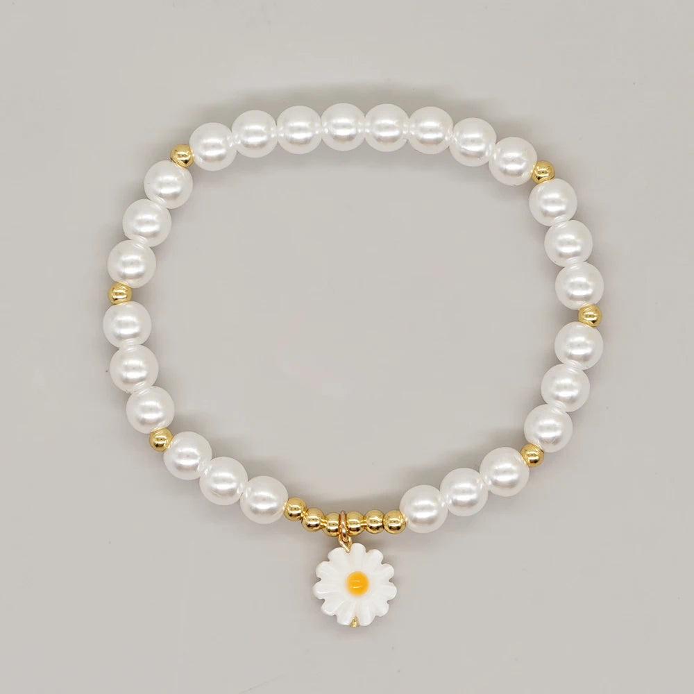 Go2boho Summer Beach Beaded Bracelet  Women Heishi Jewelry Sets Shell Star Heart Daisy Charm Gold Plated Bead Imitation Pearl