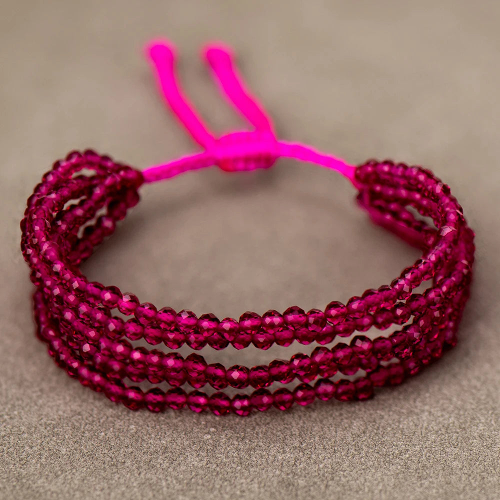 Crystal Bead Bracelet Natural Stone String Woven Ladies Summer Accessories Red For Women Fashion Handmade Jewelry Party Gift