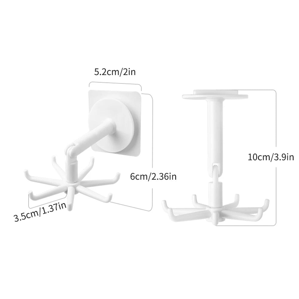 Hemasa 1PC Multifunctional 7 Hook Kitchen Storage Bathroom 360 Degree Traceless