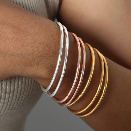 Fashionable Stainless Steel Bracelet For Women Round Minimalist Elegant Gold Color Bracelet Women's Accessories Popular Jewelry