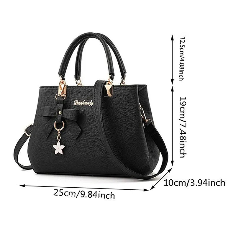 Hemasa  Women Messenger Bags with flower pendant Office Ladies Totes /Pure Leather Handbag for female Crossbody Shoulder