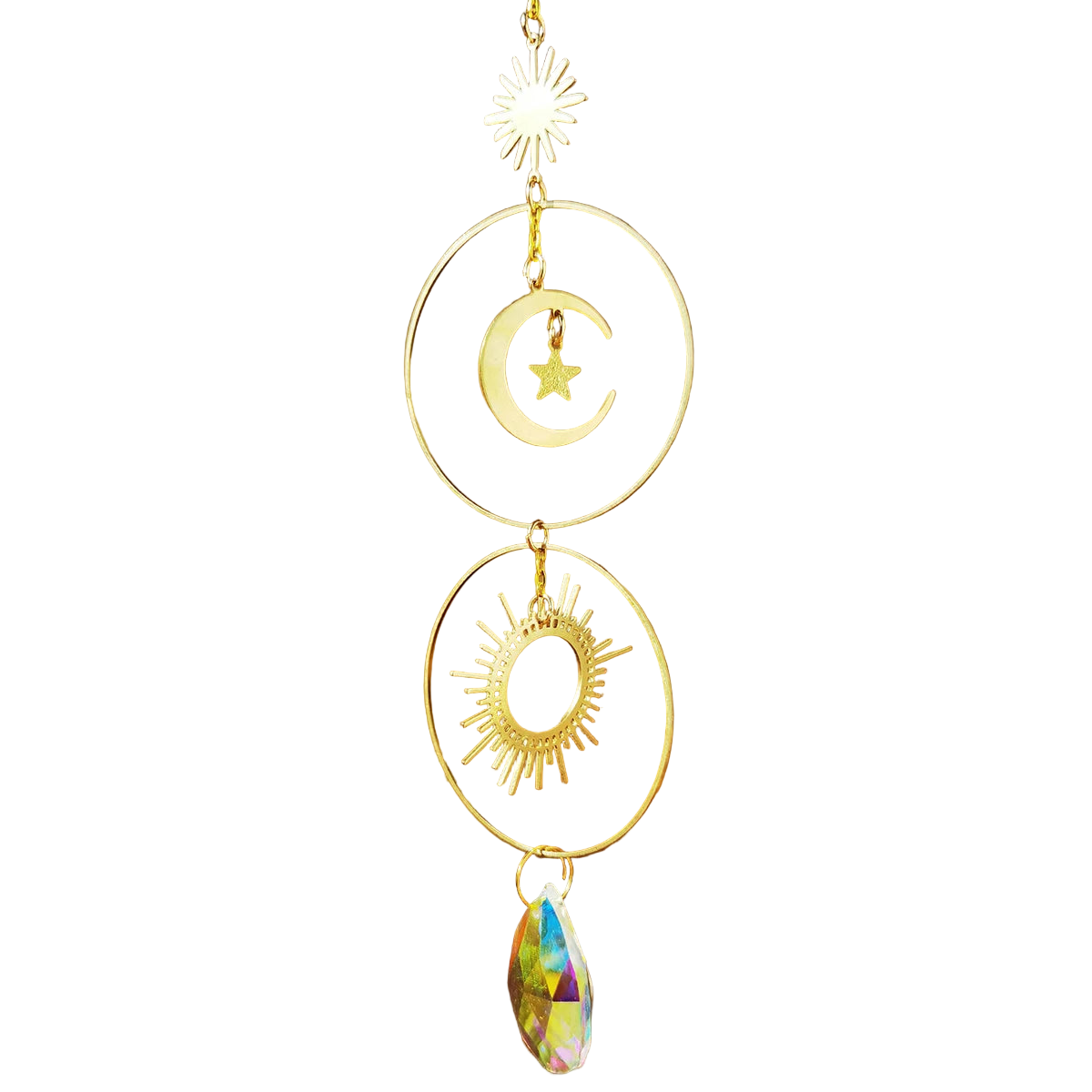 Hemasa Crystal Suncatcher Rainbow Prism Moon Sun Catcher Garden Decoration/ Outdoor Suncatchers Window Hanging Moon Crystal Decoration