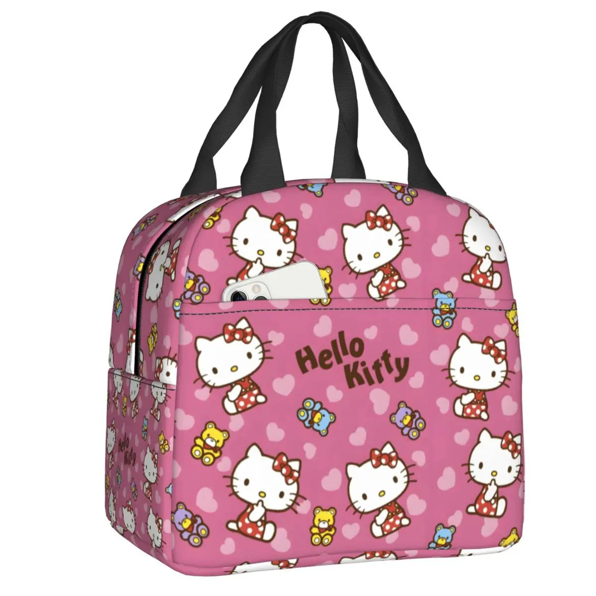Custom Sanrio Hello Kitty Insulated Lunch Bag for Work School Leakproof Thermal Cooler Lunch Box Women  Food Container Tote Bags