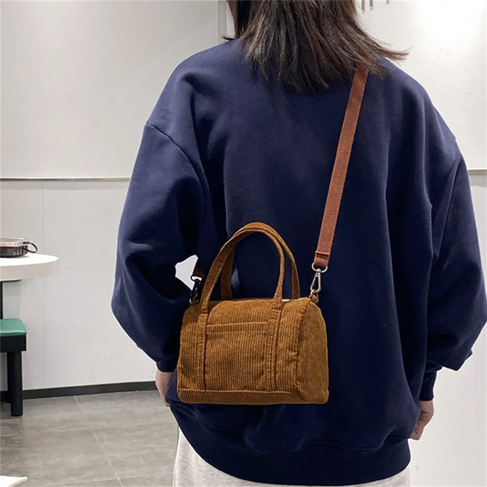 Women Mini Corduroy Shoulder Bag Female Handbag Zipper Totes Ladies Casual Purse Cloth Pouch For Girls Crossbody Bag 2024 New