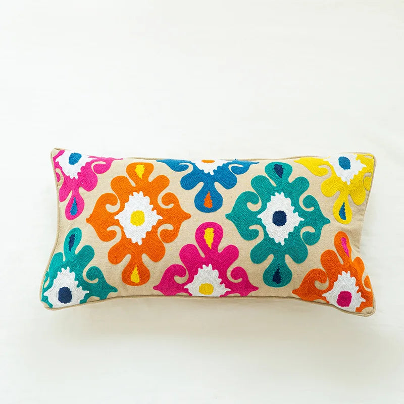 Nordic Ethnic Style Cushion Cover Cotton Moroccan Handmade Embroidery Cotton Tassel Throw Pillow Cover Living Room Home Decor