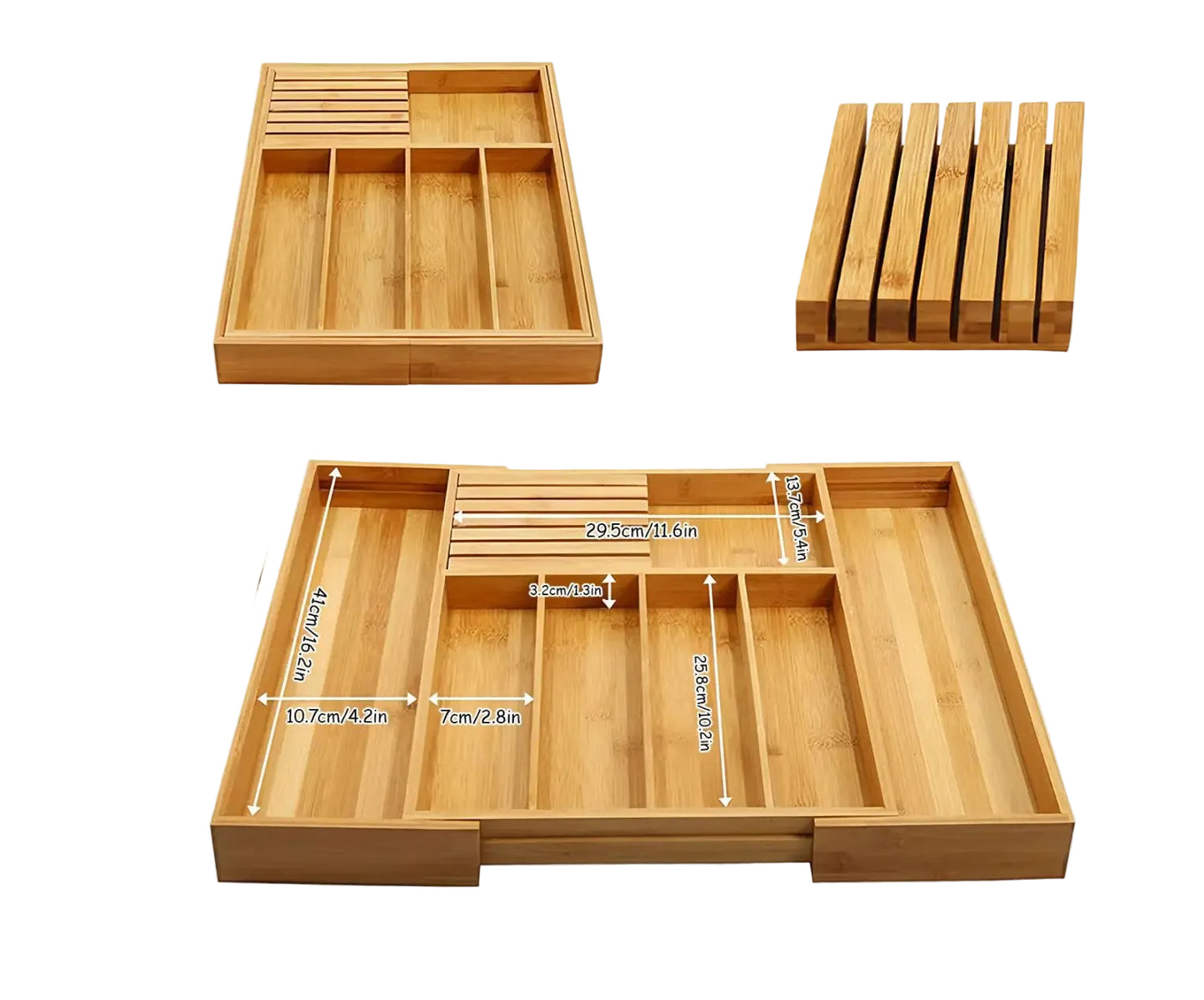 Tejesa Adjustable Bamboo Cutlery Drawer Organizer for Kitchen Utensils Storage Tray Expandable Bamboo Utensil Holder for Kitchen Drawer