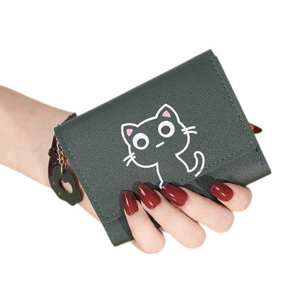Hemasa Women's Cute Cat Wallet Female Small Short PU Leather Purse Ladies Card Holder Money Bag Hasp Creative Fashion Wallet Girls Gift