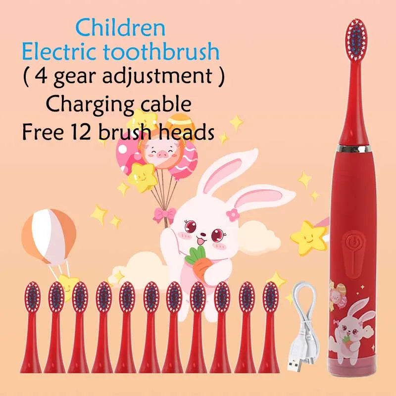 Children Sonic Electric Toothbrush Cartoon Kids With Replace The Toothbrush Head Ultrasonic Electric Toothbrush Sonic Brush Head