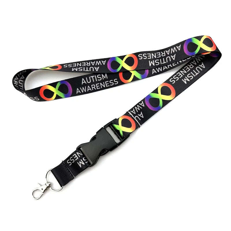 Autism Pattern Anime Lanyard Badge Holder ID Card Lanyards Mobile Phone Rope Key Lanyard Neck Straps Keychain Key Ring