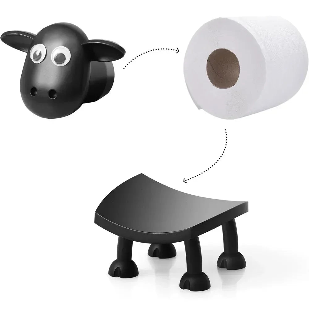 Hemasa Sheep Toilet Roll Holder, Cute Sheep Shape Toilet Tissue Rack, Free Standing Storage Roll Paper Holder Animal Shape Paper Rack