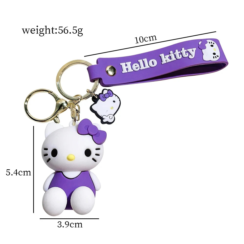 Kawaii Sanrio Hello Kitty Keychain Cartoon Doll Cute Kitty Pvc Key Chain Soft Rubber Car Key Ring Women Bag Pendant Girl Gift