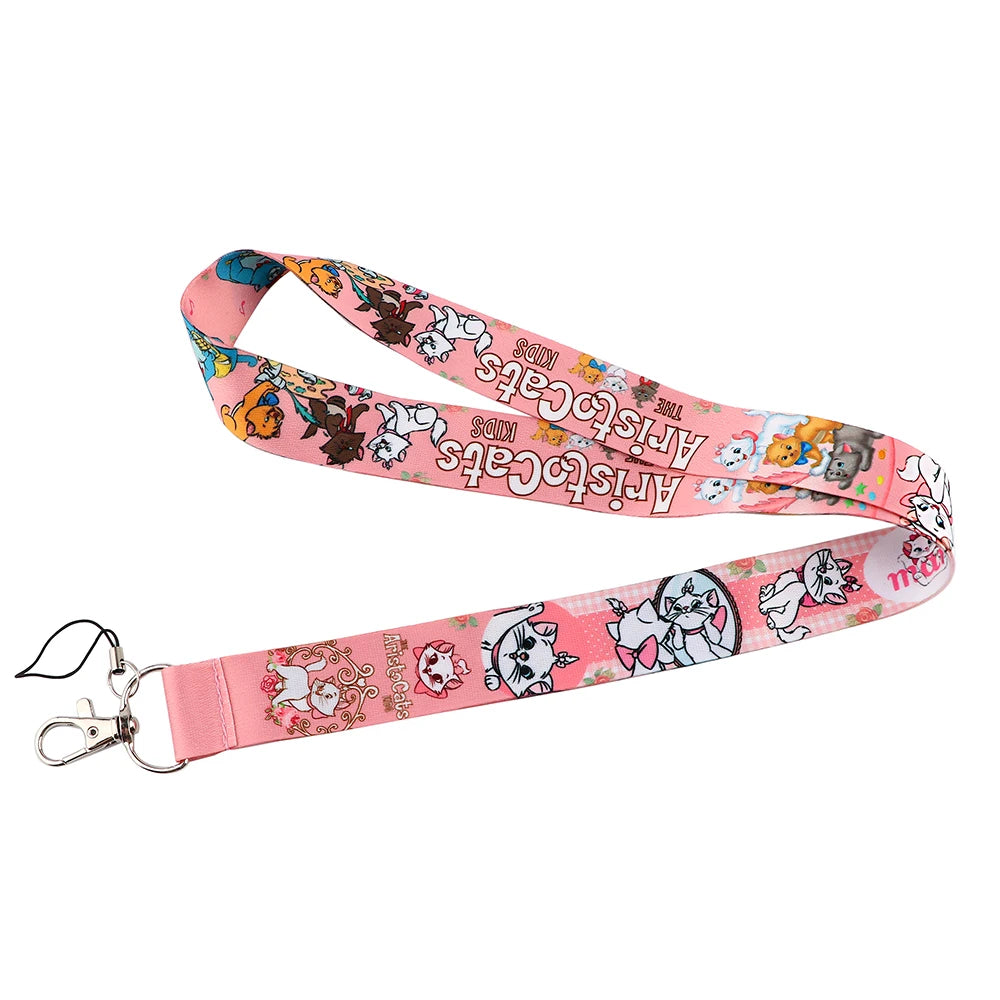Cute Marie Cat Credential Holder Cartoon Animal Lanyards for Key Neck Strap For Card Badge Gym Keychain Keyring Accessories Gift