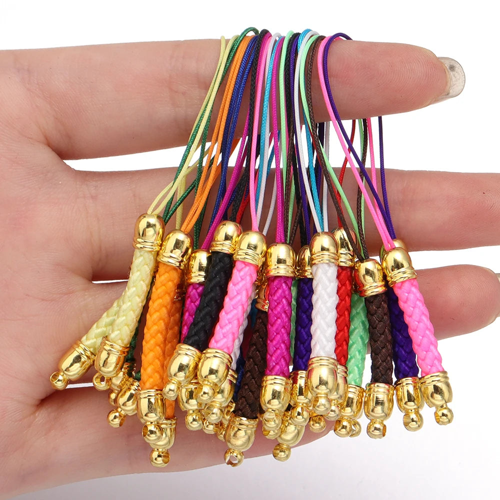 Tejesac 10pcs/Lot 13 Colors Lanyard Lariat Straps with Gold Color Clasp/ Keychain Hooks Rope Bags Charms