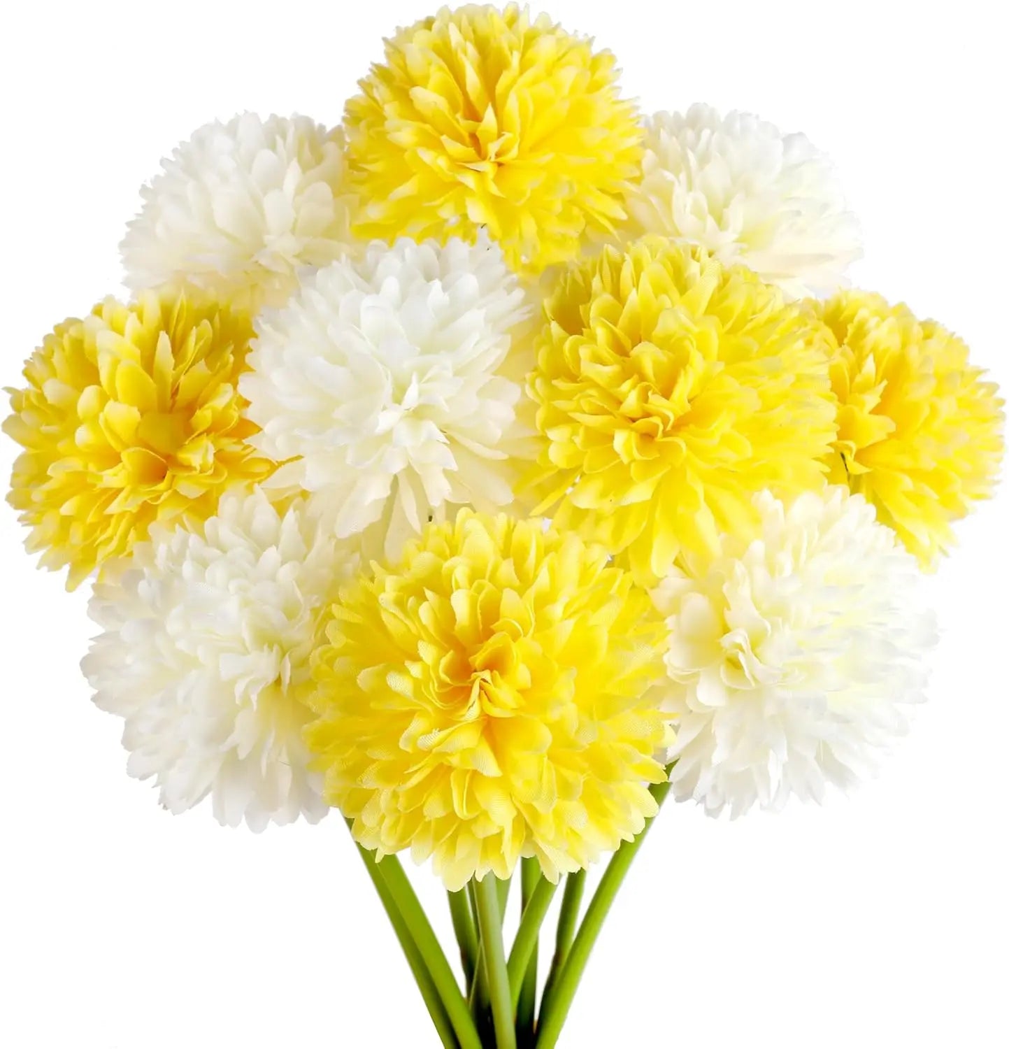 Tejesa 20pcs Artificial Chrysanthemum Ball Hydrangea with Stem Silk Mum Flower for Wedding Party Home Table Room Decoration