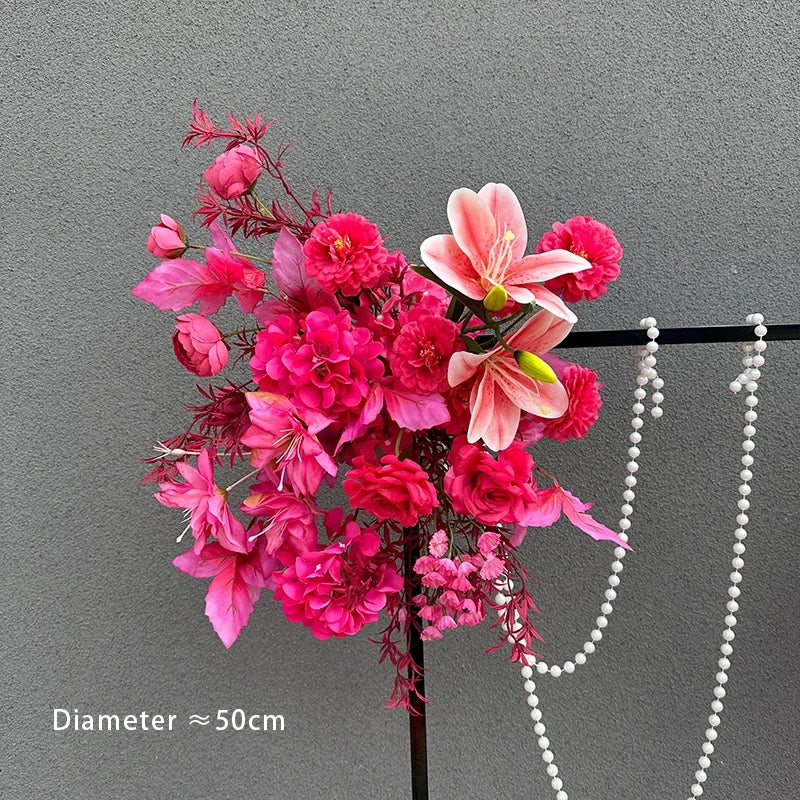 Romantic Purple Rose Hydrangea Aisle Floor Flower Wedding Backdrop Arch Decor Hang Floral Row Table Centerpieces Ball Party Prop