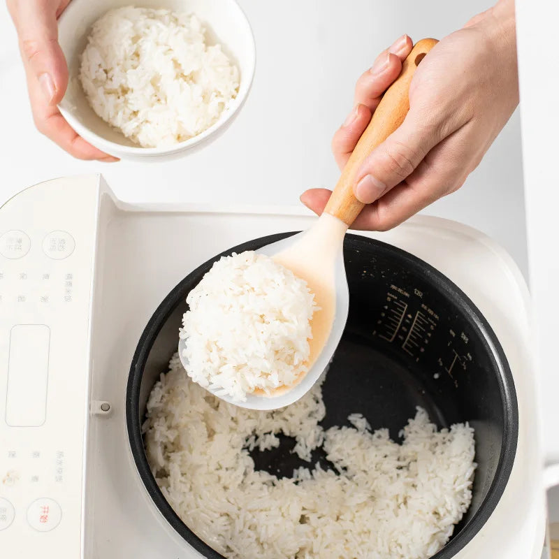 Hemasa 1Pcs Silicone Heat-resistant Non-stick Rice Cooker Kitchen Tool Household Rice Spoon