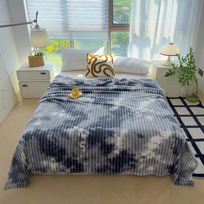 Single/Queen/Super King Thicker Fleece Throw Blanket for Bed or Sofa , Soft Plush Blanket