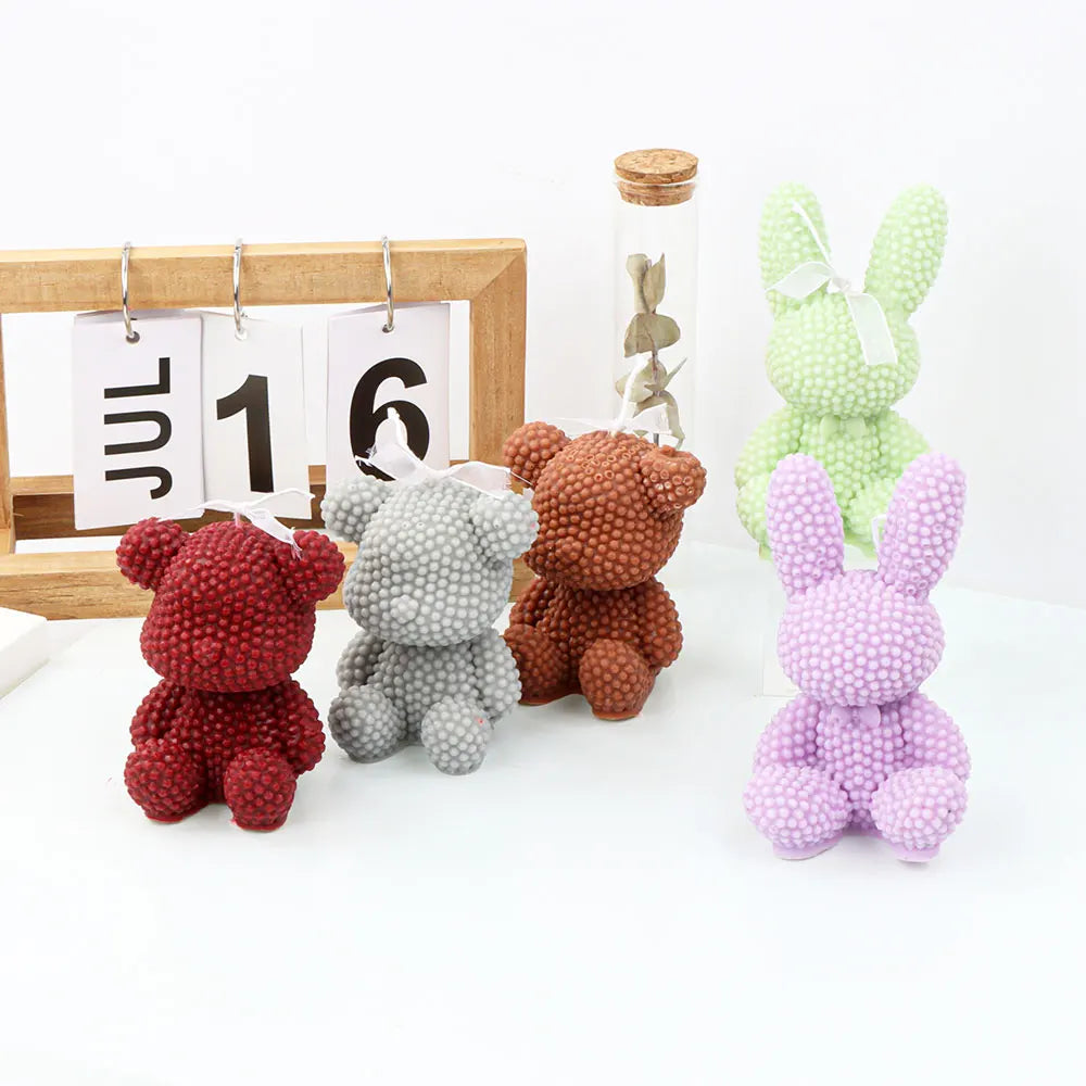 For Fun 3D Bear Rabbit Silicone Candle Mold DIY Scented Candles Handmade Soap Plaster Ice Cube Baking Mold Gift Making Decor