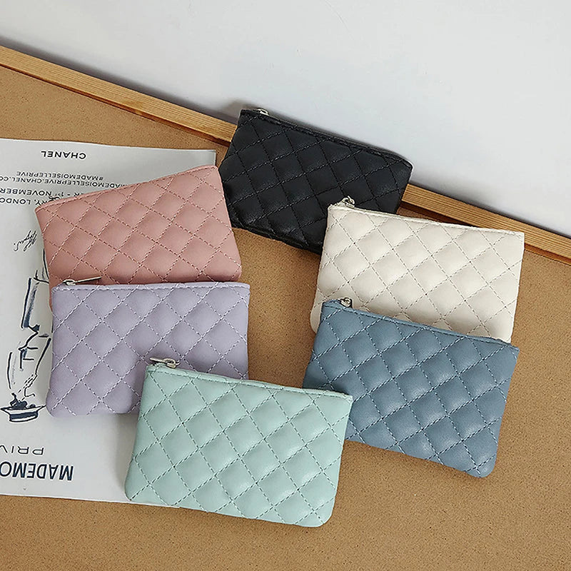 Hemasa  Small Coin Purse  Leather Zipper Wallets   Business Card Holder Ladies Mini Coin Bag