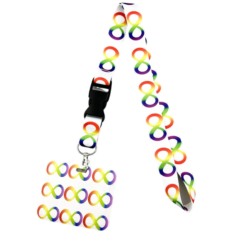 Autism Pattern Anime Lanyard Badge Holder ID Card Lanyards Mobile Phone Rope Key Lanyard Neck Straps Keychain Key Ring