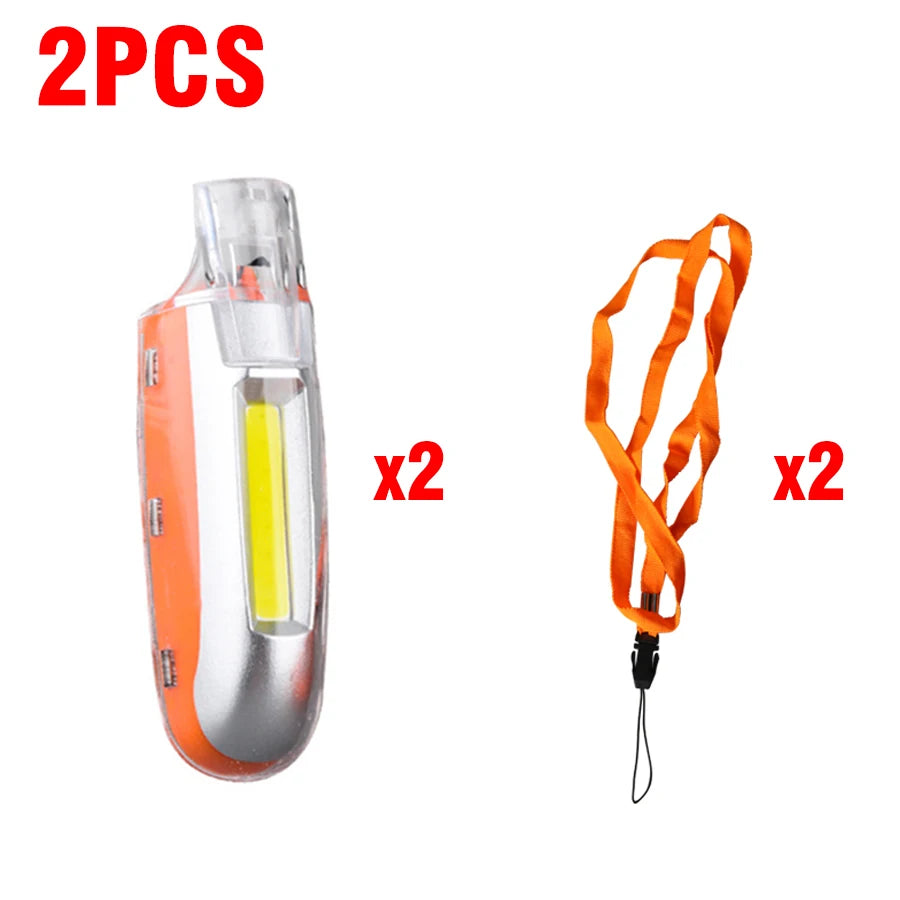 Mini LED Whistle Light USB Rechargeable Camping Keychain Light 3 Lighting Modes Flashlight Outdoor Emergency Torch with Lanyard