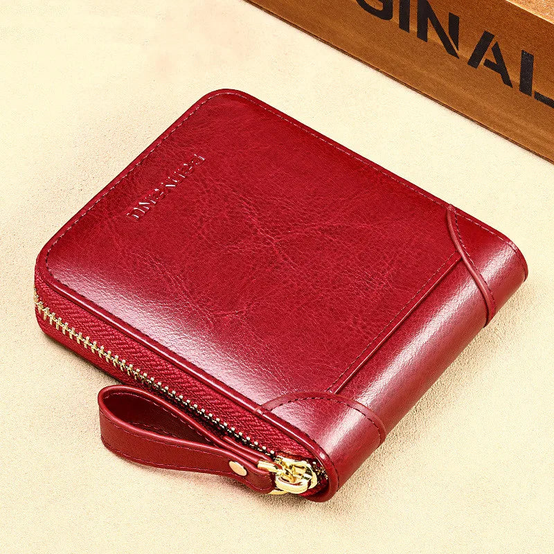 Hemasa Fashion Genuine Leather Women Wallet Short Zipper Credit Card Holder Driving License Card Wallet Brand Luxury Wallets for Women