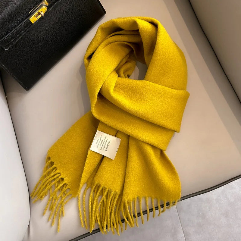 China Red Pure Wool Scarf Women's Autumn and Winter Warm Mother Scarf Light Luxury High-end Fringed Shawl