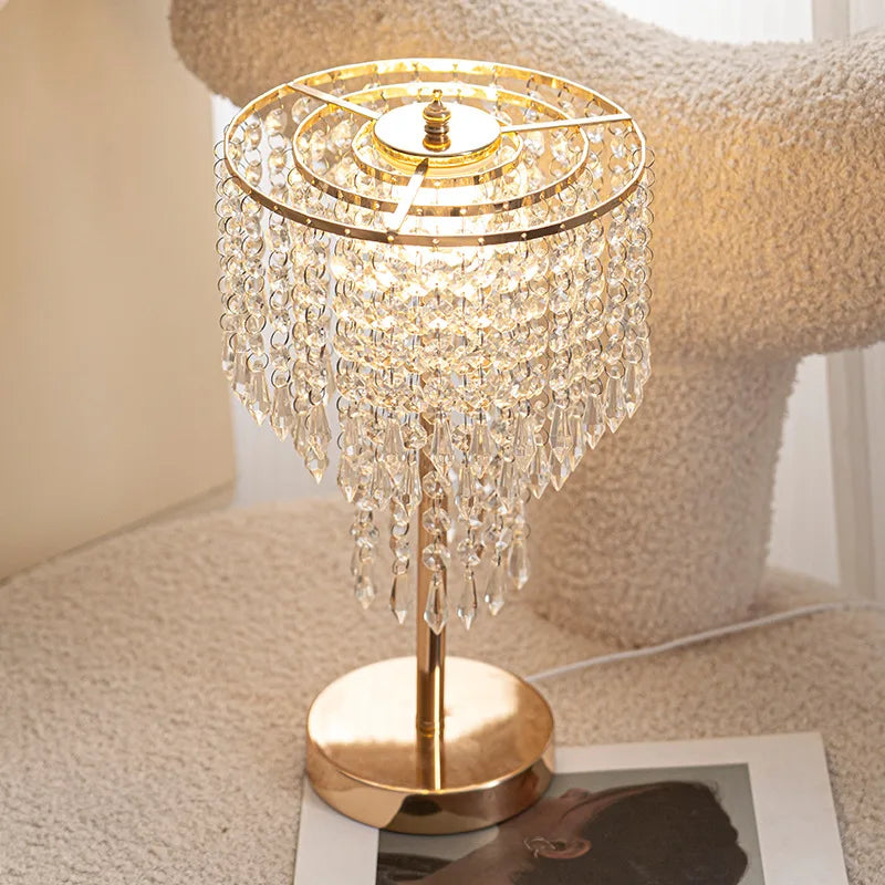 European Romantic Crystal Table Lamp LED Bedside Desk Light Bedroom Night Light High Quality Adjustable Warm White Modern Luxury