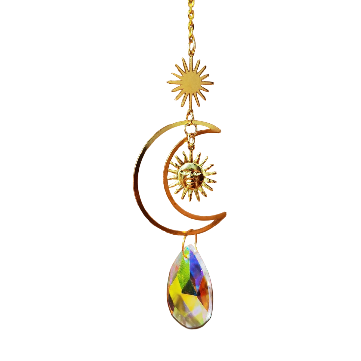 Hemasa Crystal Suncatcher Rainbow Prism Moon Sun Catcher Garden Decoration/ Outdoor Suncatchers Window Hanging Moon Crystal Decoration
