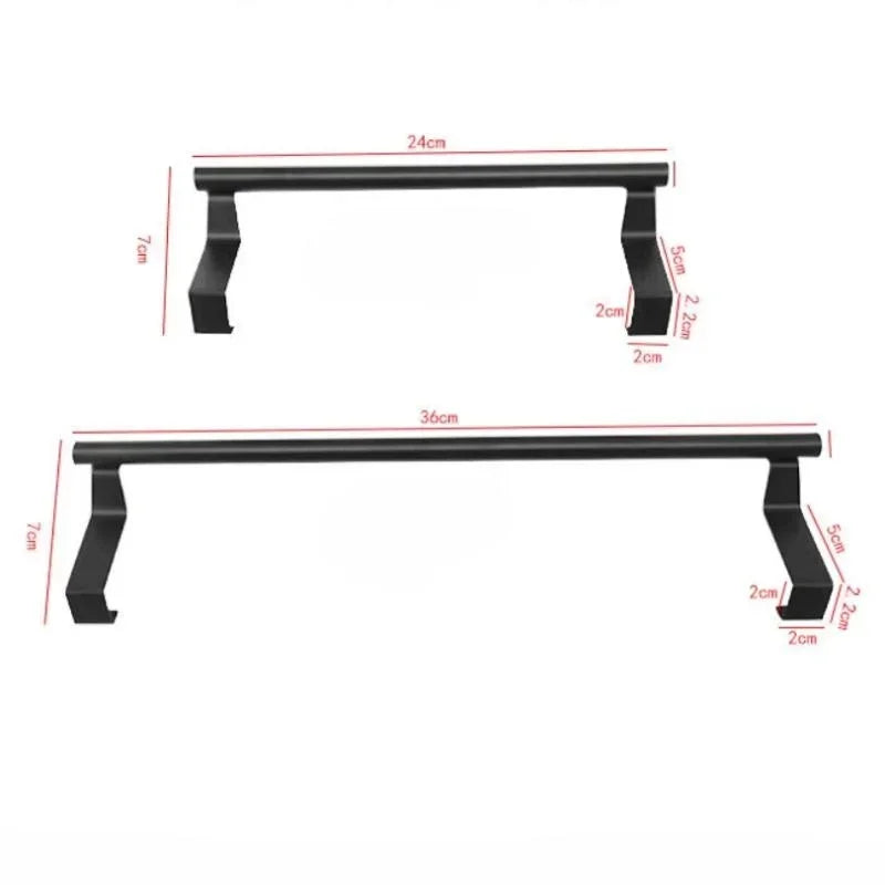 Hemasa Towel Rod Steel Metal Wire Over Cabinet Towel Rack Storage Organizer Bathroom Door Hanging Towel Rack Punch-free Rag Hanger