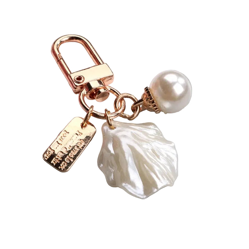 Tejesa Metal Heart Shell Key chain Creative Gift Cute Pearl Pendant Bag Pendant