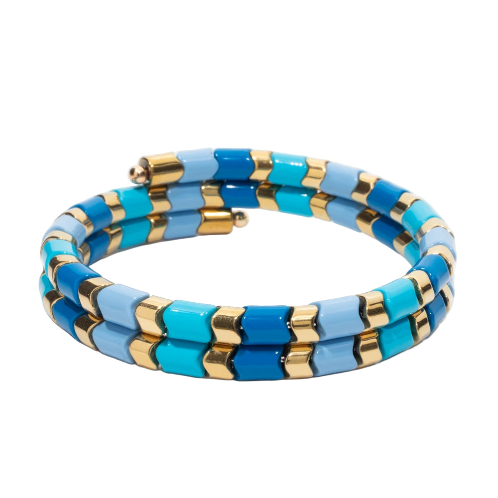 Tejesa 5X6mm Tube Beads Circle Enamel Bangle For Women Beaded Colorful Beads Boho Hand Accessory