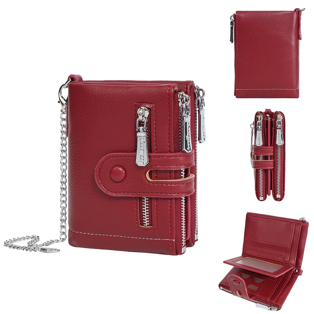 Tejesa  Women's Wallet with Keychain Strap, Multi Card Holder & Coin Zip Pocket, Ins Style Short Bifold Wallet for Wo