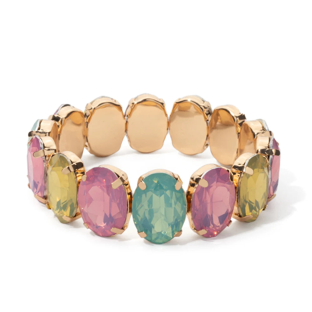 Tejesa  Zirconia Bangle For Women Gold Color Copper Crystal Bracelets Elastic Hand Accessory
