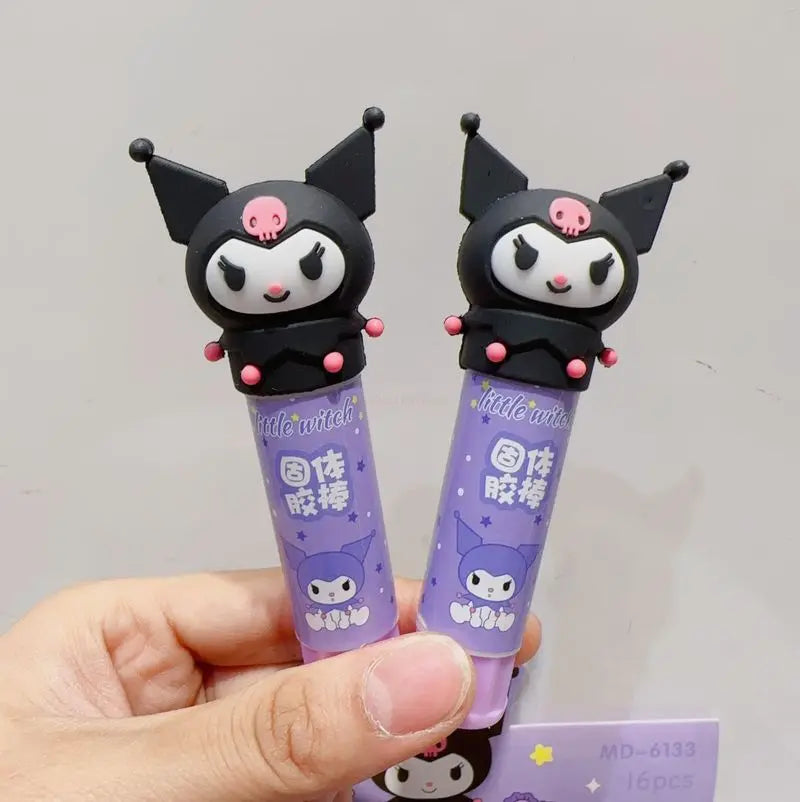 Hemasa 16pcs Sanrio Solid Glue Kawaii Hello Kitty Kuromi Student Stationery Kids Anime School Supplies Wholesale Glue Stick Kids Gift