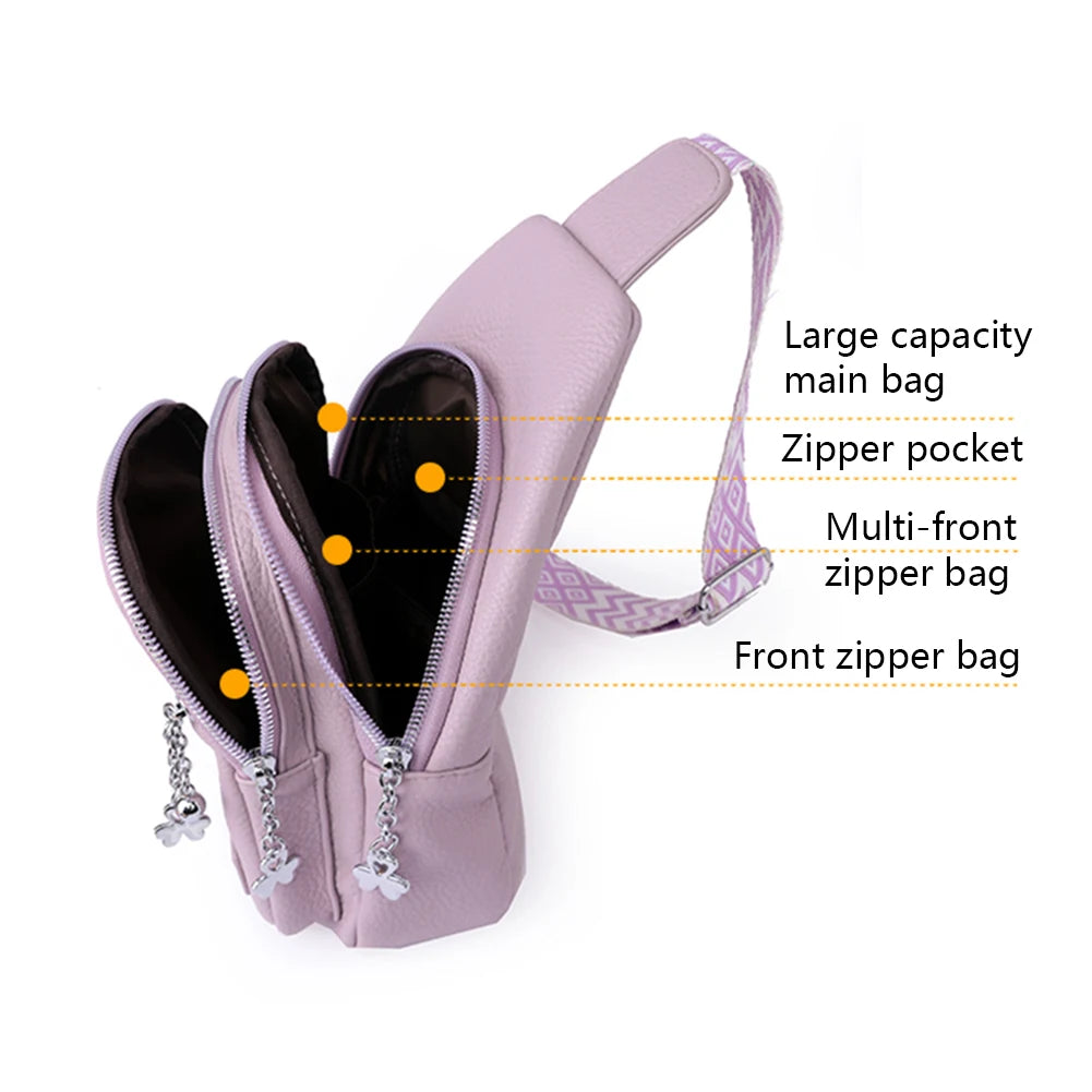 Hemasa Women Sling Chest Bags Fanny Pack Fashion Leather Waist Bags Multifunctional Waist Pouch For Phone Shopping Holder Banana Bag
