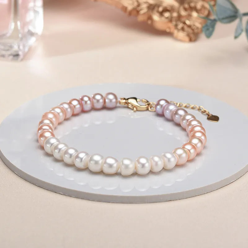 Hemasa 100% Real Freshwater Cultured Pearl Bracelet for Women Girl Gift, Colorful Women Pearl Bracelet, Jewelry Bracelets