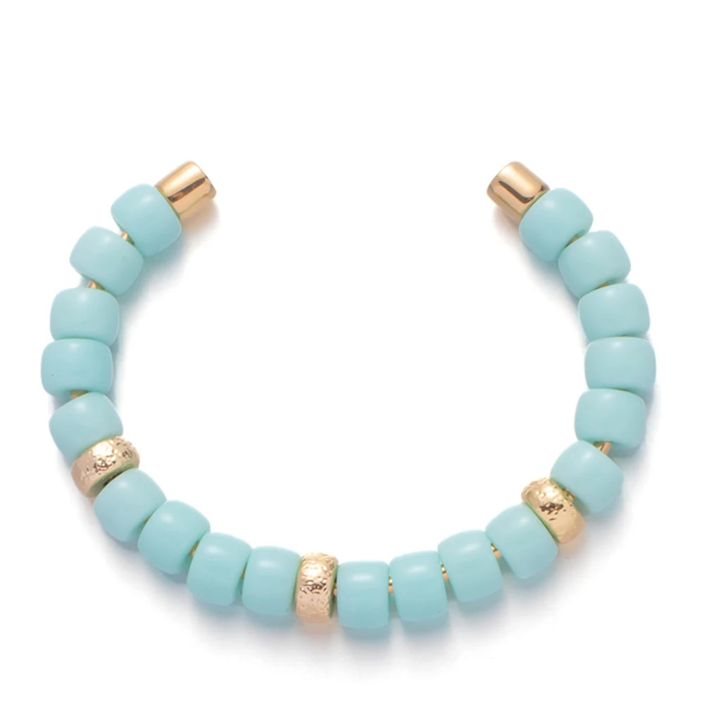 Tejesa Colorful  Natural Stone Cuff Bangle Bracelets For Women