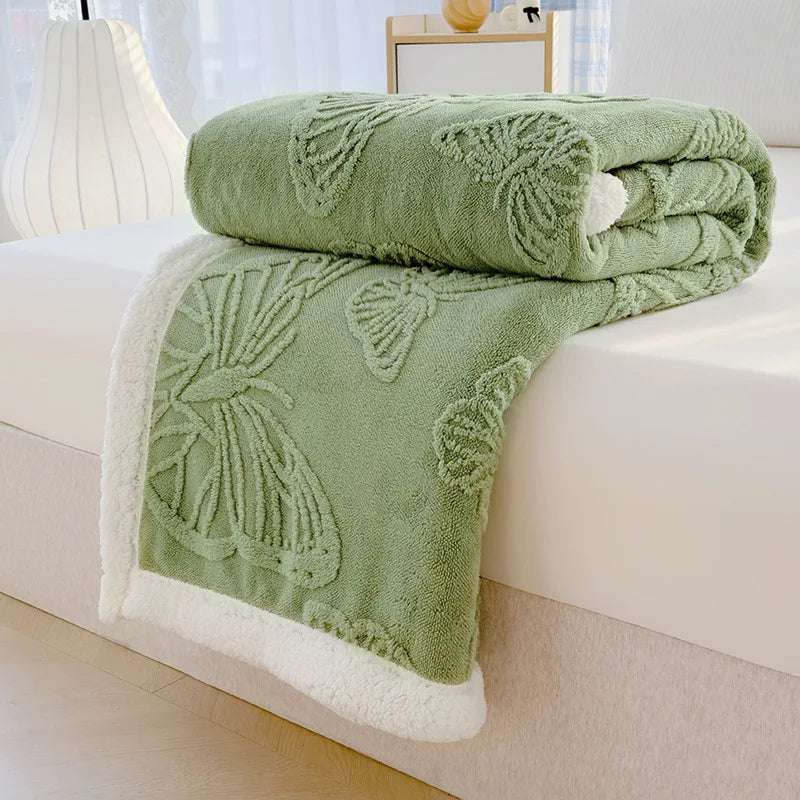 Butterfly Jacquard Taf Fleece Blanket with Exquisite 3D Butterfly Thick Warm Faux Lambswool Autumn Winter Blankets for Bed Sofa