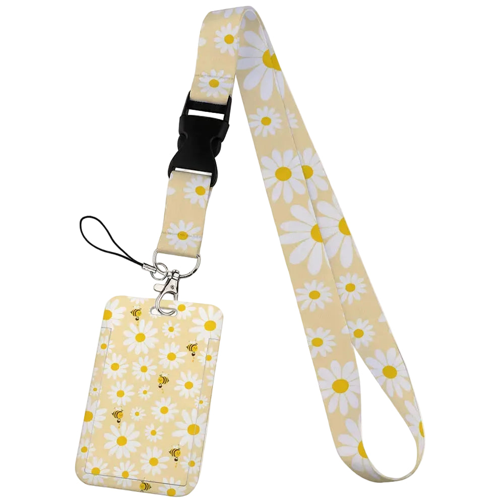 Tejesa  Flower design Lanyard Business Credit Card Holder/ Neck Strap Keychain Hang Rope ID Badge Holder