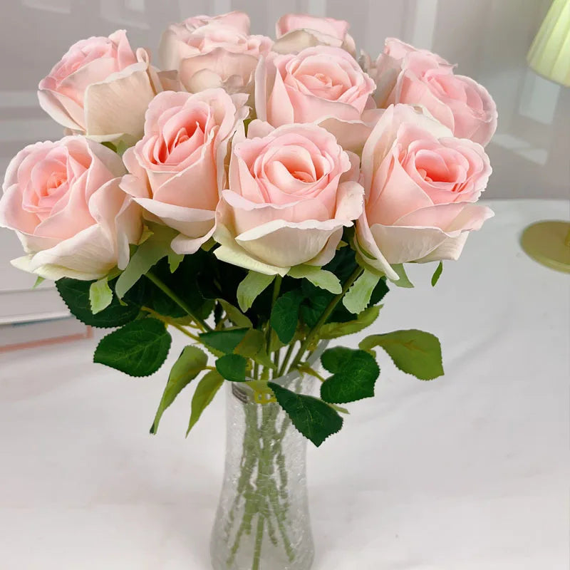7pc Moisturizing Rose Artifical Flowers Marrige Decor Bride Hand-holding Bouquet Wedding Party Home Fake Roses Flore Arrangement