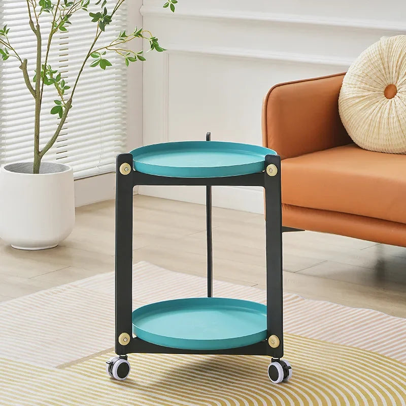 Living Room Mobile Round Coffee Table Nordic Creative Home Cart Movable Storage Rack Storage Bedroom Bedside Trolley