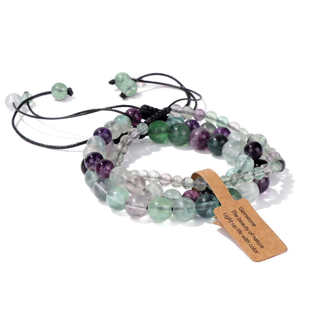 Tejesa  3pcs  Amazonite Bracelets for Women Men 4/6/8mm Beads Braided Bracelet Handmade Adjustable Wristbands Jewelry