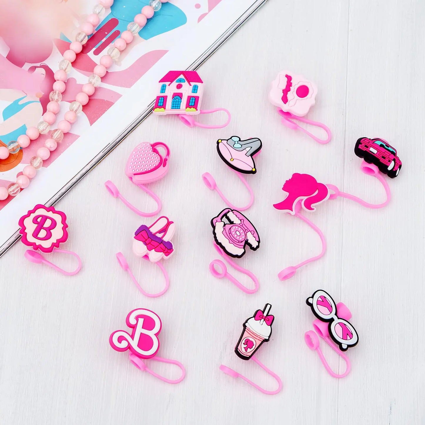 Accessories for Stanley Cup 7-8mm Pink Barbie Straw Sleeve Cup for Tumbling Cups Chrietmas Gift