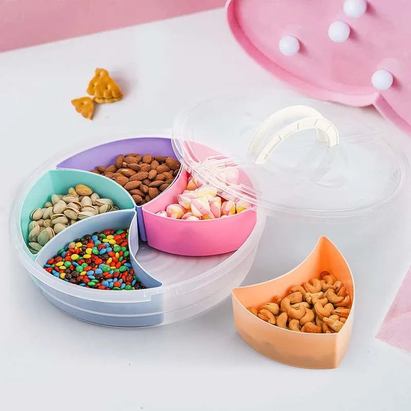 Tejesa Multi-function Food Storage Tray with Lid Food Containers Tray To Keep for Nuts and Candy Dried Fruit Snack Plate Serving Platte