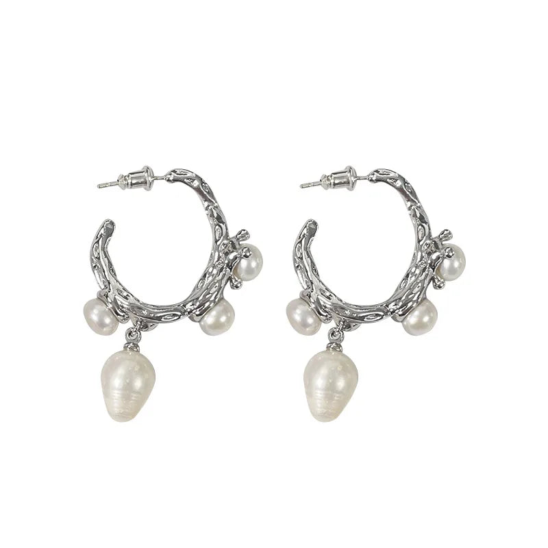 Hemasa Pearl Pendant Women's Earrings  geometric large earrings Ear studs