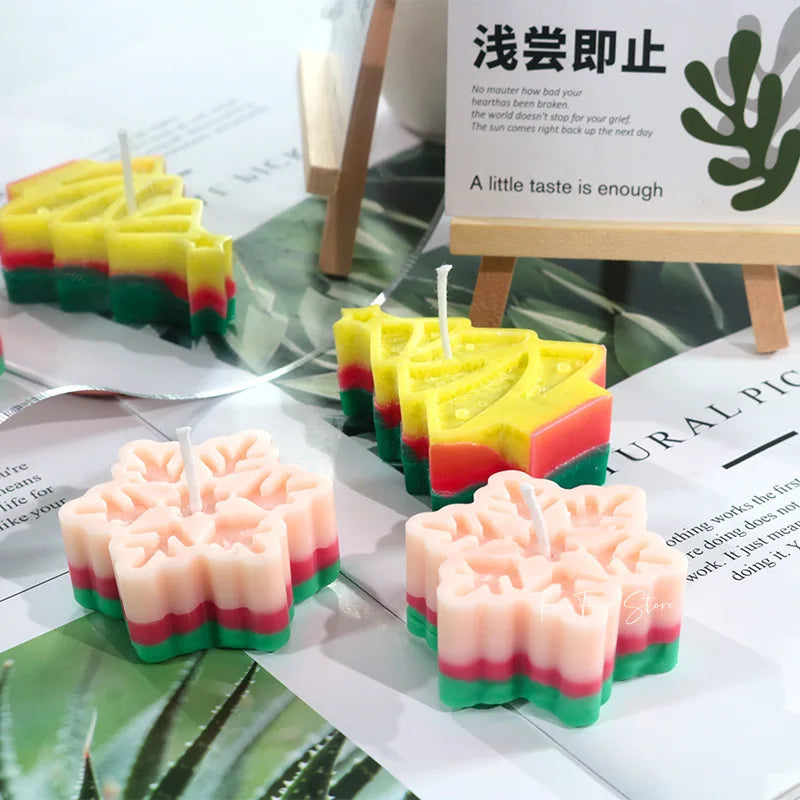 DIY Christmas Snow Candle Silicone Mold Creative Christmas Tree Plaster Aromatherapy Decor Gypsum Drop Glue Mold Holiday Gift