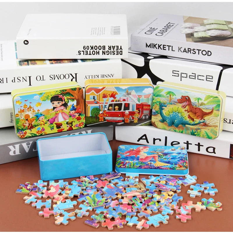 Hemasa Puzzles for kids wooden Puzzle Toy Cartoon Animals  Mermaid Princess Education Montessori Gift for Children