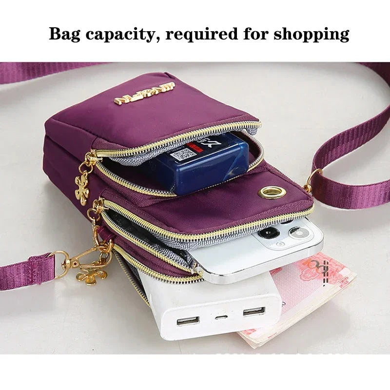 Hemasa Mobile Phone Bag Women's Crossbody Mini Bags /Neck Hanging Running  shoulder Bag 3 Layer Wallet