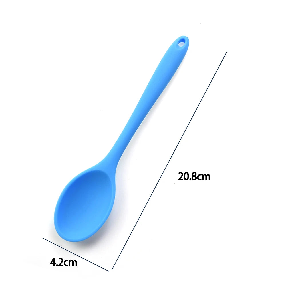 Hemasa  1Pc Soft Silicone Spoon Stirring  Long Handle Tableware Cooking Utensils Ladle Kitchen Accessories